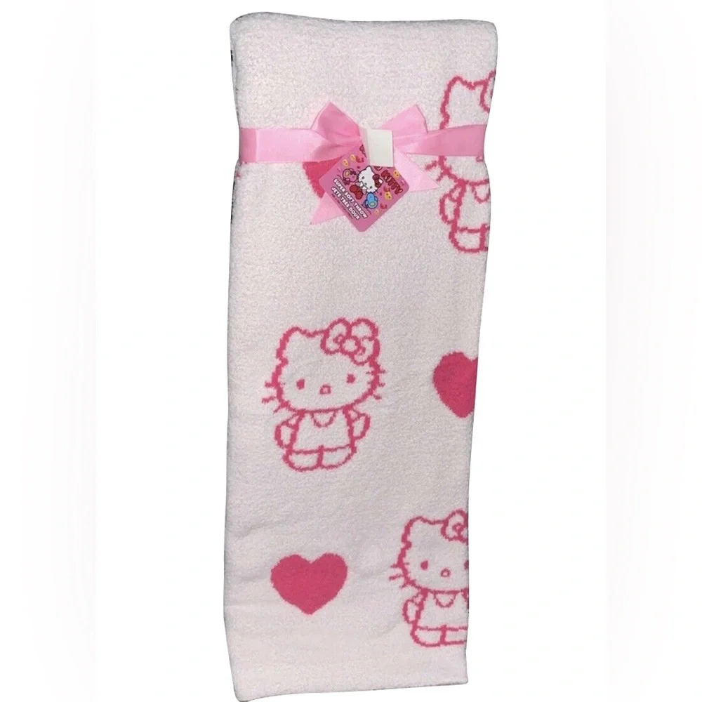 Hello Kitty Soft Throw Reversible Blanket - Hot Pink Hearts - 50